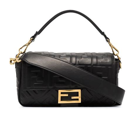 black fendi shoulder bag|Fendi baguette black leather bag.